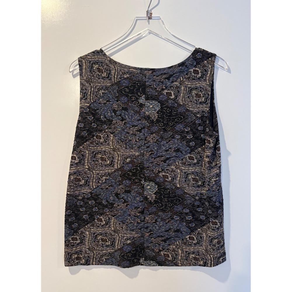 MSK Women 2 Piece Set Jacket Tank Top Purple Blue Paisley Beaded Fringe 1X‎ - Picture 4 of 6
